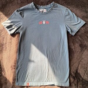 Dutch Bros Dusty Blue Tee with Red Accents